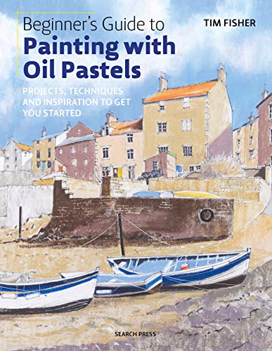 Book cover: "Beginner's Guide to Painting with Oil Pastels" featuring a coastal scene.