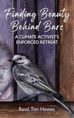 Book cover with a bird perched before a blurred face and bars.