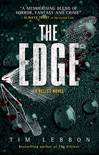 Book cover: "The Edge" by Tim Lebbon, with a cracked, webbed image.