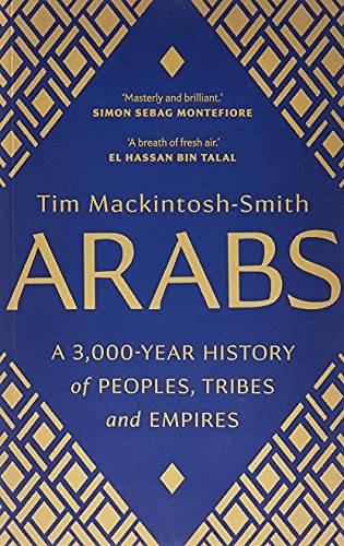Book cover with blue background, gold geometric patterns, and gold text titled Arabs.