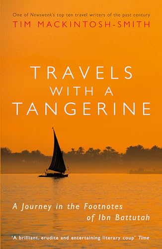 Book cover: orange background, sailboat silhouette, title "Travels with a Tangerine.
