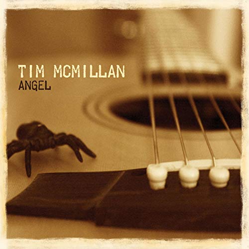 "Sepia-toned album cover with a guitar and a spider on the left."