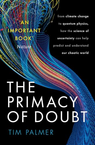 Book cover: “The Primacy of Doubt” with abstract colorful wave design.