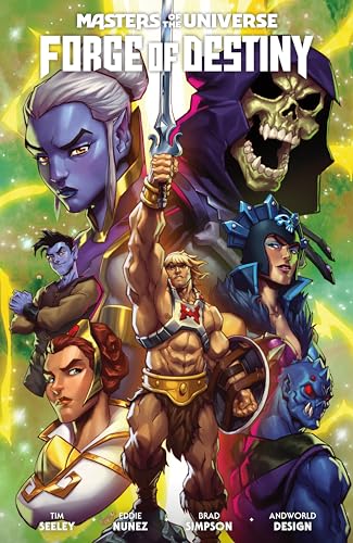 Masters of the Universe: Forge of Destiny book cover with heroes and villains.