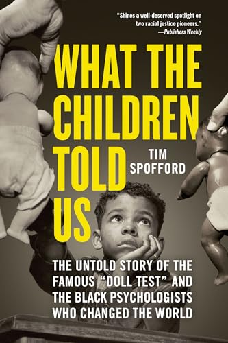 Book cover showing a Black child looking up between a white and black doll.