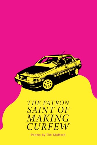 Book cover: black car illustration on pink and yellow background.