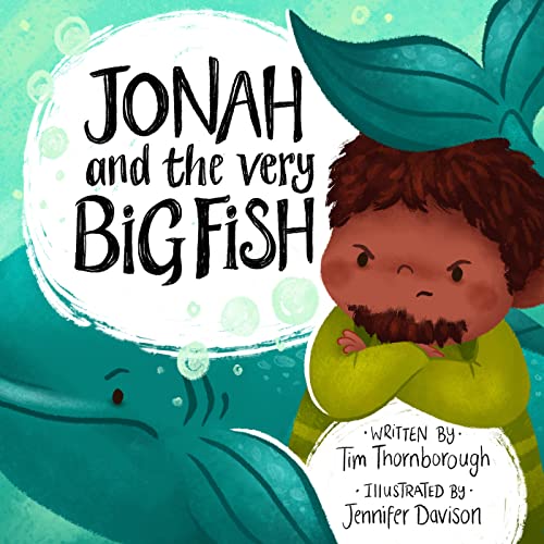Book cover depicting Jonah and a large blue whale underwater.