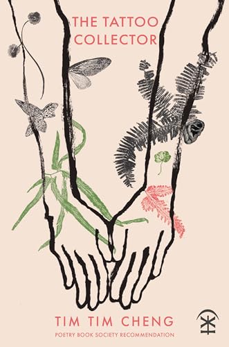 Book cover: hands holding plants and moths, title "The Tattoo Collector".
