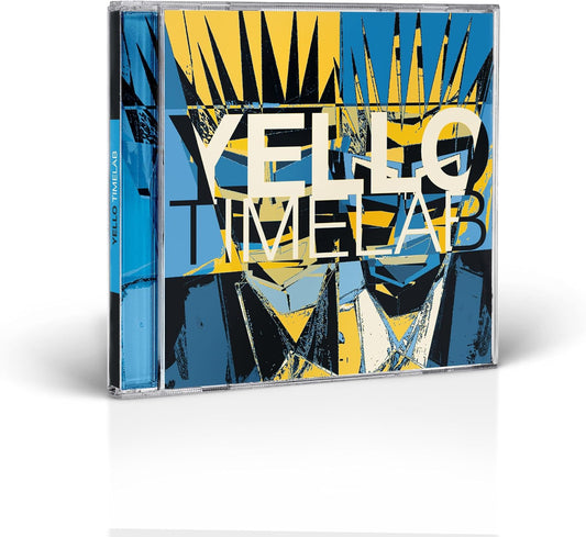 Blu-ray case for Yello’s “Time Lab” with abstract blue and yellow artwork.