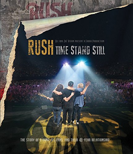 DVD cover for “Rush: Time Stand Still” showing band members onstage.