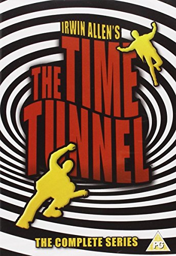 DVD cover for The Time Tunnel featuring red text over a black-and-white spiral background.