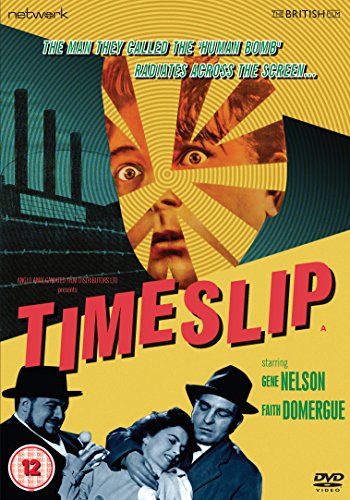 DVD cover for "Timeslip" with a man's face and three actors.