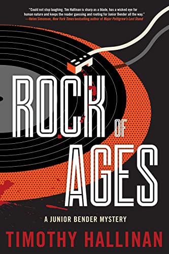 Book cover: "Rock Of Ages" with a broken vinyl record and red splatters.