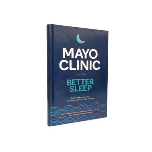 Dark blue book cover with white text: "Mayo Clinic Guide to Better Sleep".