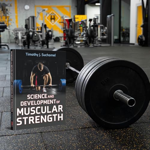 Book cover, “Science and Development of Muscular Strength,” with gym background.