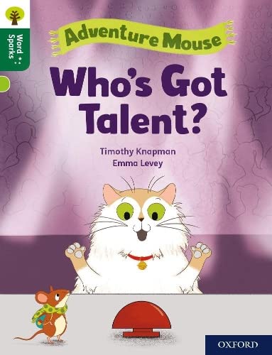 Book cover: a cat with a mouse, titled “Who’s Got Talent?”