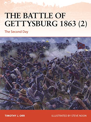 Book cover depicting a chaotic Civil War battle scene, Gettysburg, 1863.