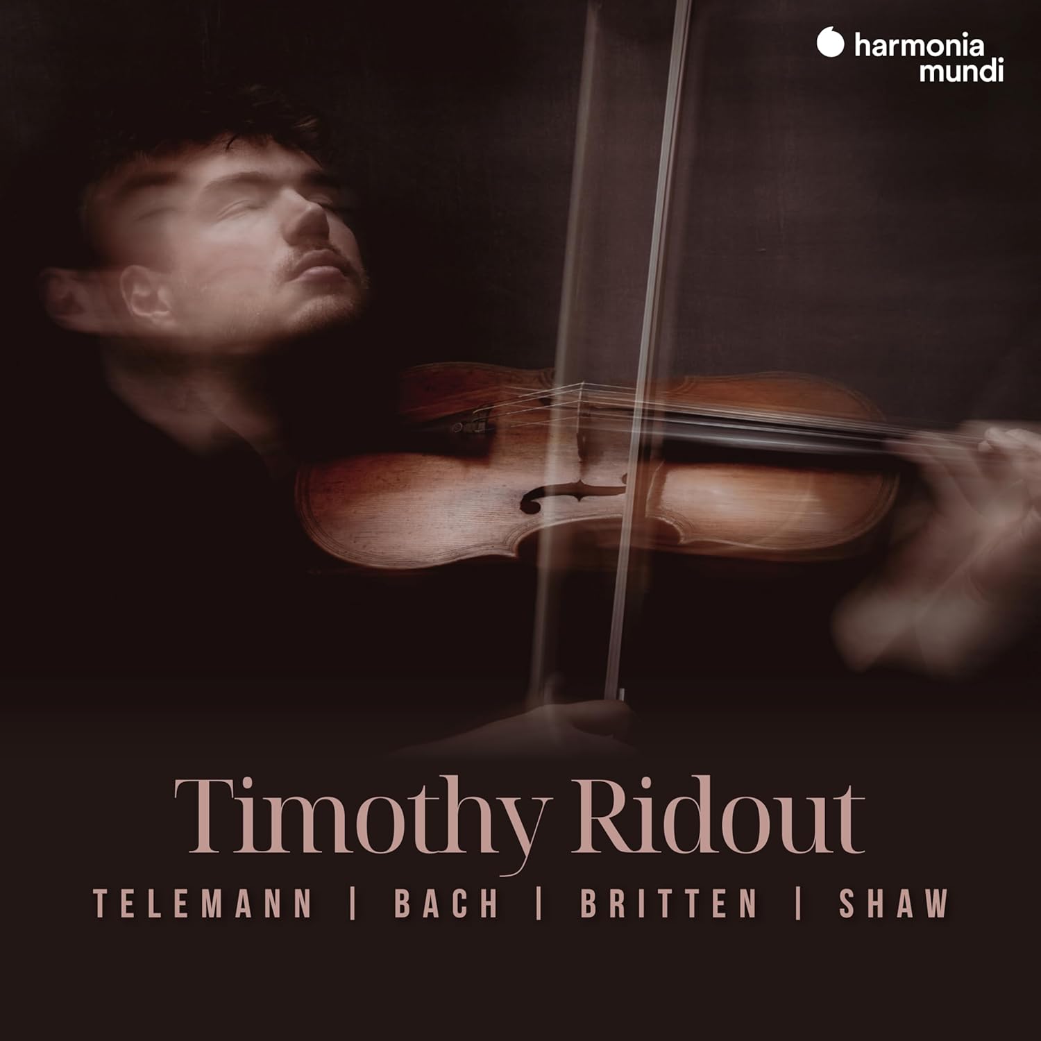 CD cover featuring violinist Timothy Ridout with his instrument.