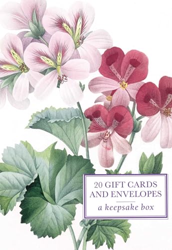 Redoute geranium floral gift cards in a keepsake tin box.