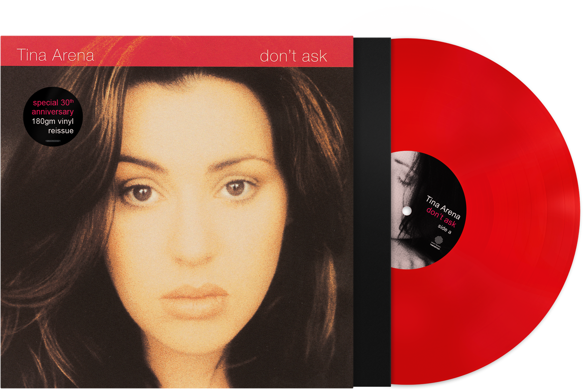 Tina Arena Don't Ask 30th anniversary vinyl record album cover and bright red vinyl disc.