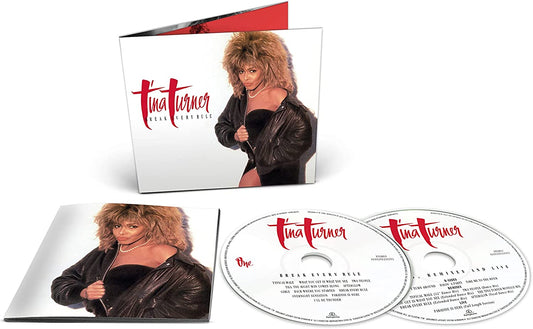 "Tina Turner's 'Break Every Rule' 2CD set with album cover and two discs."