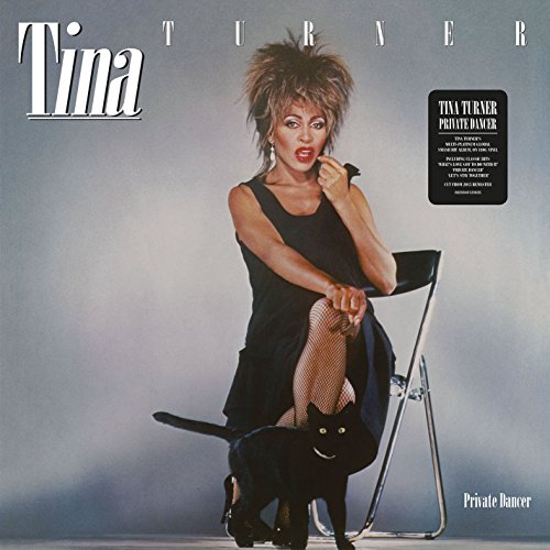 Tina Turner album cover featuring a woman in a black dress with a black cat.