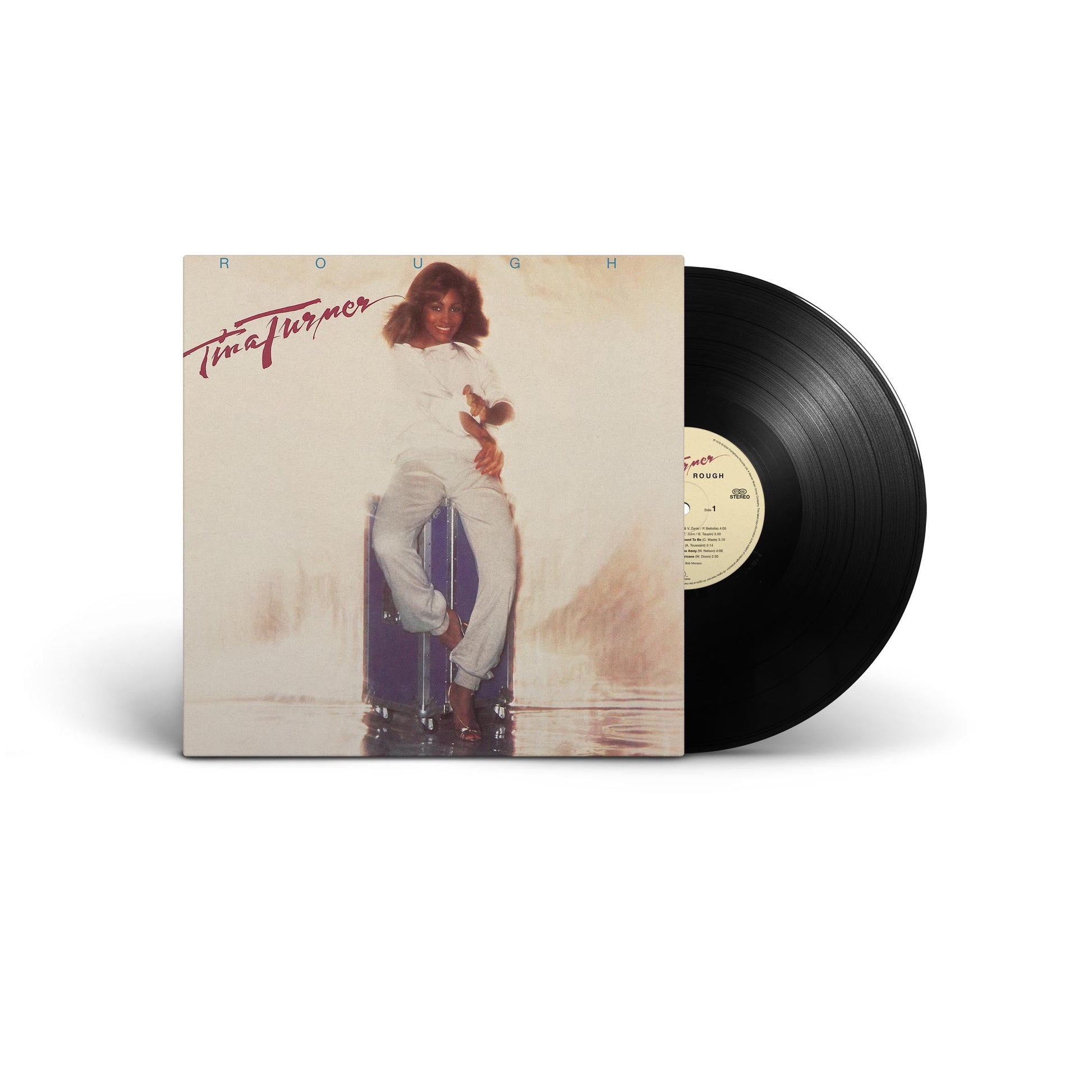 Tina Turner’s “Rough” vinyl record with cover art featuring the artist.