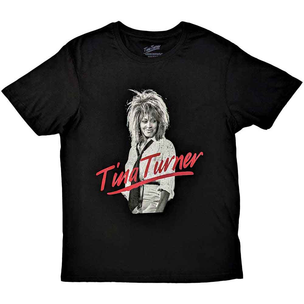 Red Tina Turner logo on a unisex t-shirt, size XX-Large.