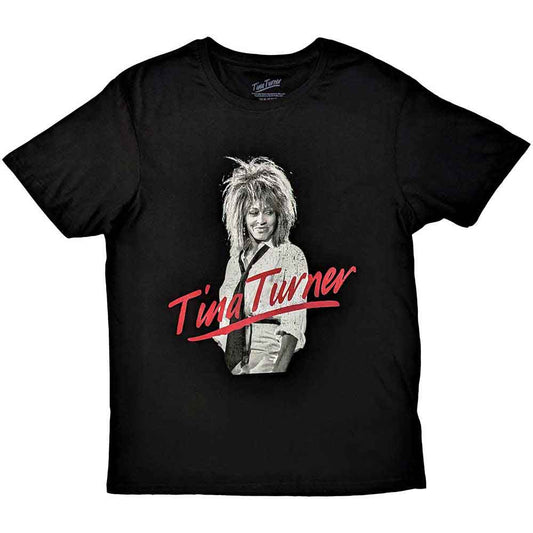 Red Tina Turner logo on a unisex t-shirt, size XX-Large.