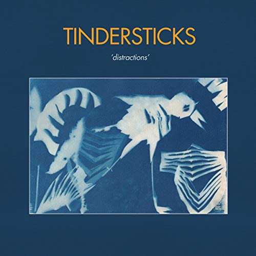 “Distractions” CD cover by Tindersticks, featuring blurred blue bird imagery.