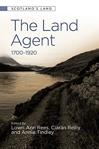 Book cover: “The Land Agent” with a Scottish landscape background.