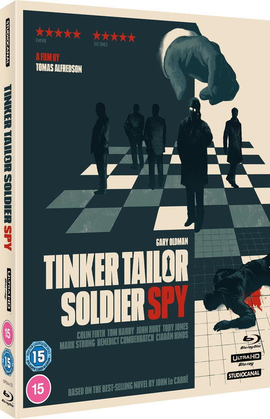 Blu-ray cover showing a giant hand over silhouettes on a chessboard.