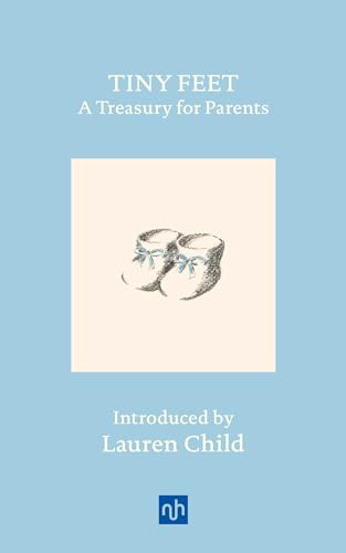 Book cover: "Tiny Feet" anthology with baby shoes illustration.