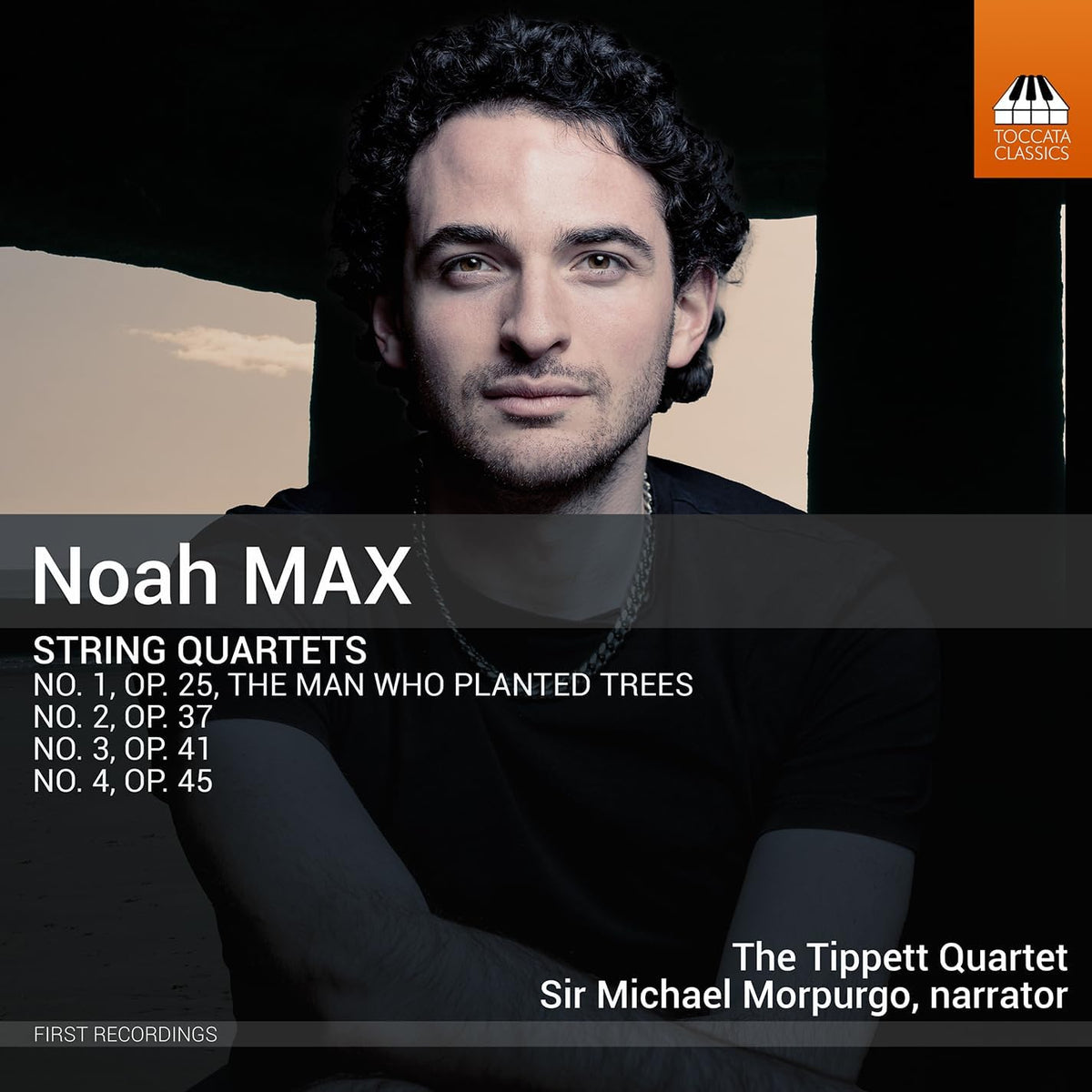 CD cover featuring portrait of composer Noah Max and text details.
