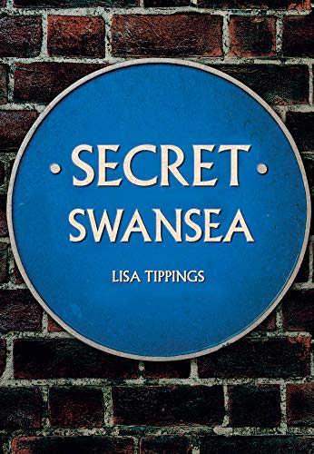 Blue plaque reading "Secret Swansea" by Lisa Tippings against brick wall.