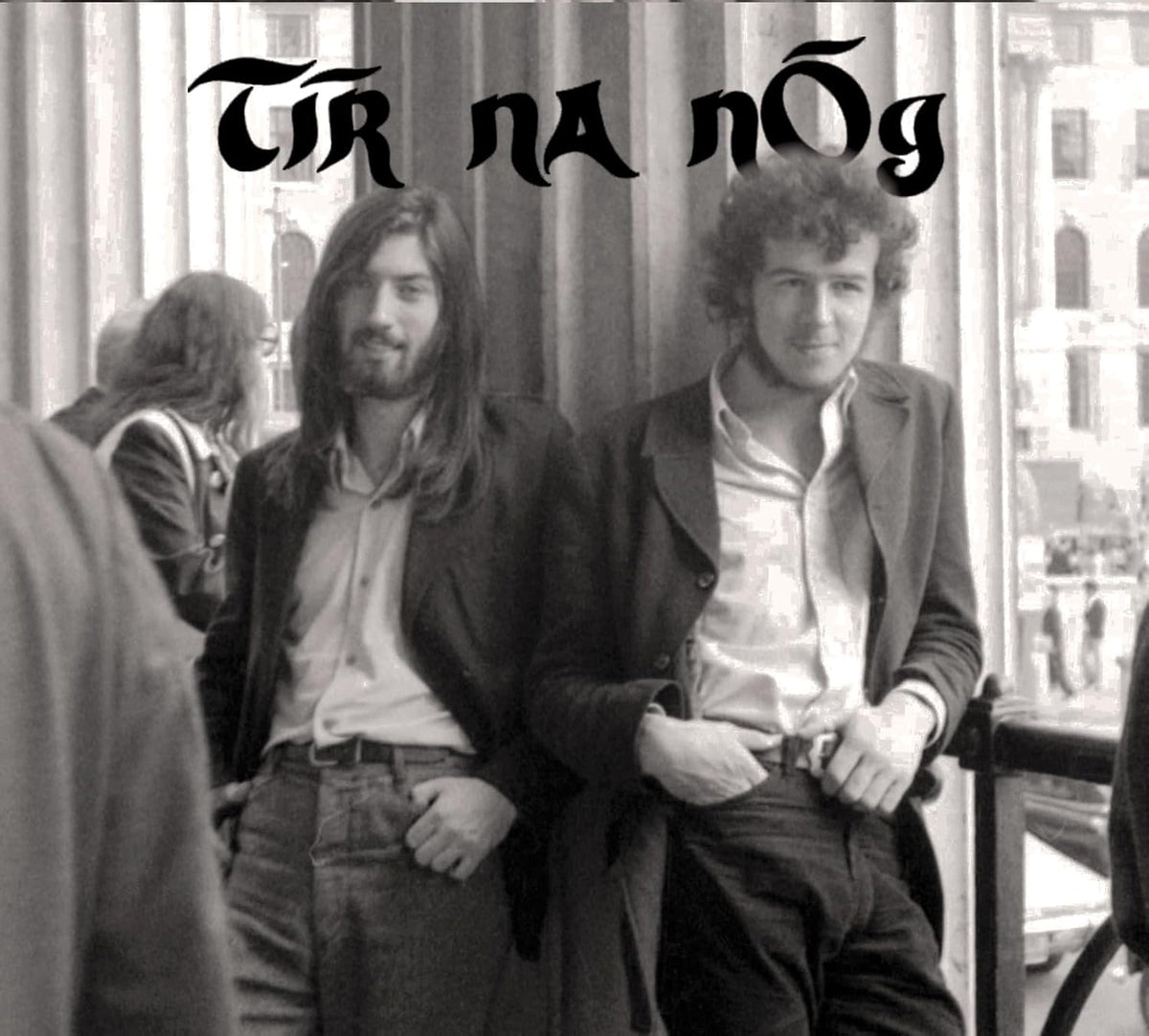 Black and white CD cover featuring two men with long hair.