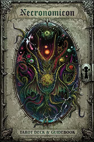 Necronomicon Tarot Deck cover with an eye and tentacled monster illustration.