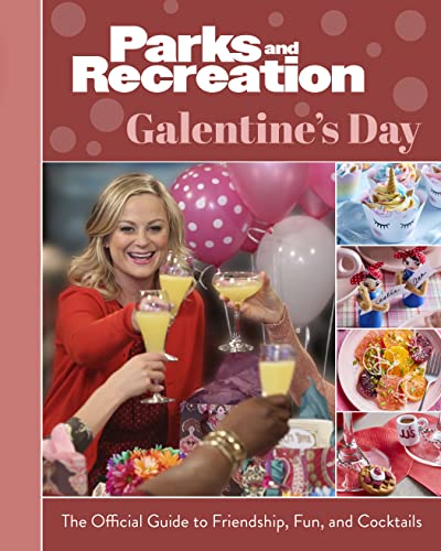 Parks and Recreation" Galentine's Day book cover with Leslie Knope and cocktails.