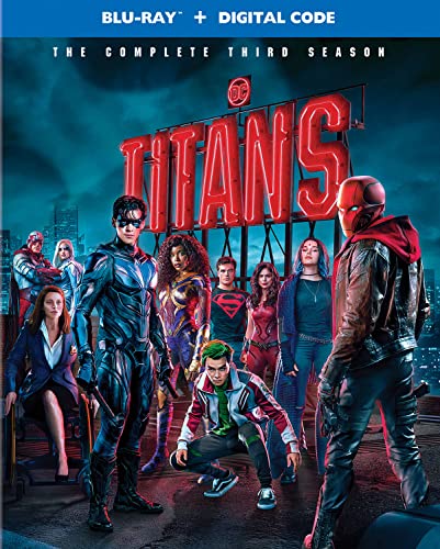 Titans season three Blu-ray cover featuring the superhero team in costume.
