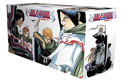Bleach manga box set volumes 1-21 featuring anime characters on a white background.