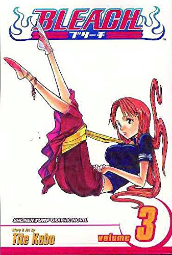 Bleach volume 3 manga cover featuring a red-haired girl in a dark outfit.