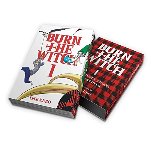 Two copies of Burn the Witch Vol. 1 manga with white and plaid covers.