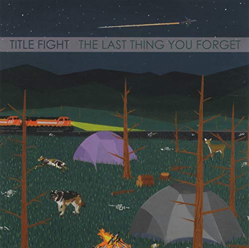 Album cover showing a campsite at night with tents, a train, and a deer.