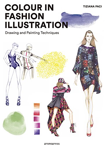 Book cover: "Colour in Fashion Illustration" with fashion sketches and color swatches.
