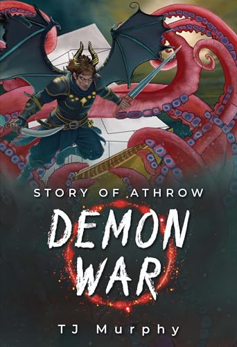 Fantasy book cover depicting a warrior with a sword facing a demon octopus.
