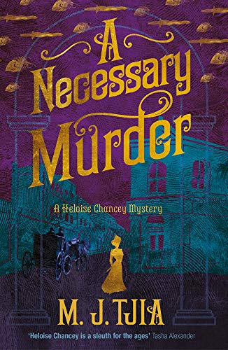 Book cover: “A Necessary Murder” with a woman in gold and a purple background.