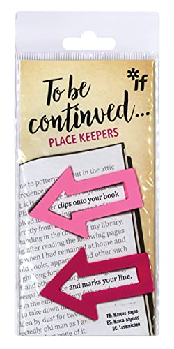 Pink plastic page markers shaped like arrows, packaged on a card.