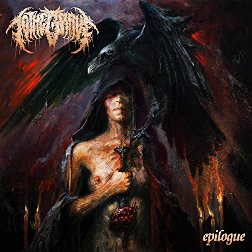 Dark album cover featuring a hooded figure and a large raven.
