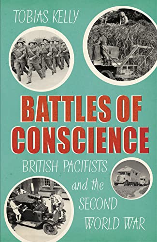 Book cover: “Battles of Conscience” with historical photos of soldiers and vehicles.