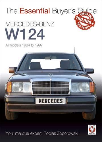 BookHCB Book cover featuring a front view of a dark grey Mercedes-Benz W124.